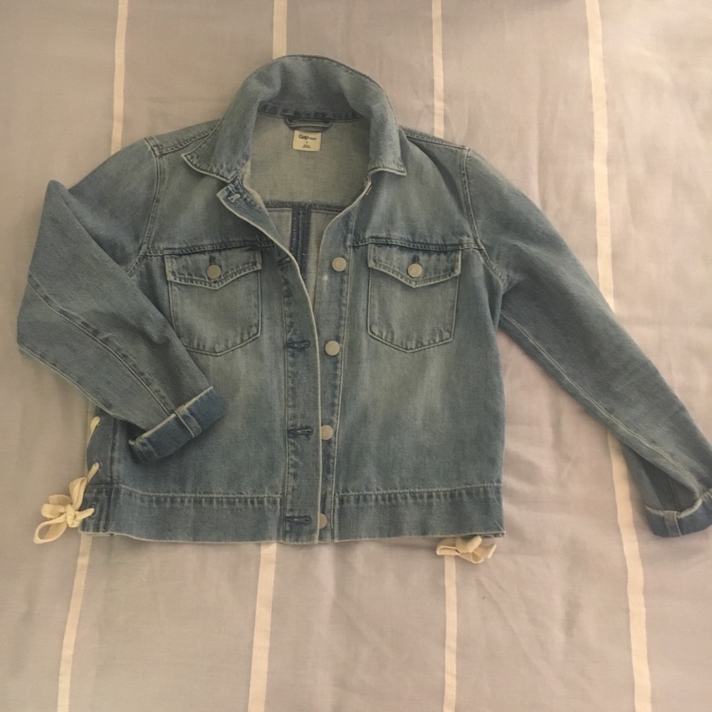GAP Tie Icon Denim Vintage Look Jean Jacket - Picture 2 of 6